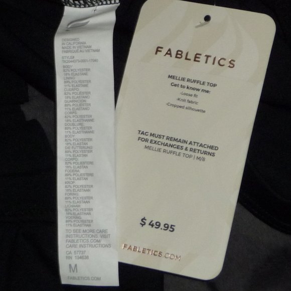 NWT Fabletics Mellie Ruffle Top M - Picture 5 of 5